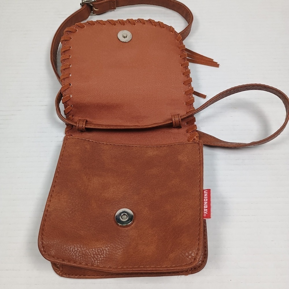 Y2k Union Bay Fringe Buckle Crossbody Purse Brown Western Bag - Picture 4 of 7